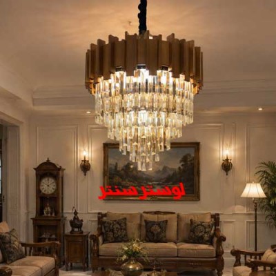 لوستر چوبی کریستالی نگین