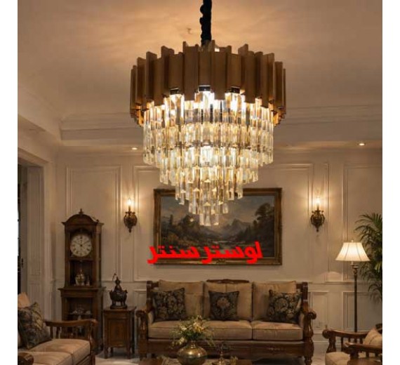 لوستر چوبی کریستالی نگین