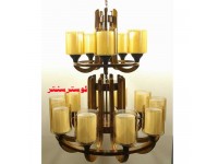 لوستر چوبی تابان پانزده شعله