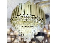 لوستر مدرن کریستالی 355-50 طلایی