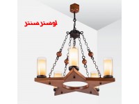لوستر چوبی ستاره 5 شعله