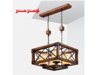 لوستر چوب و فلز رویال چهار شعله