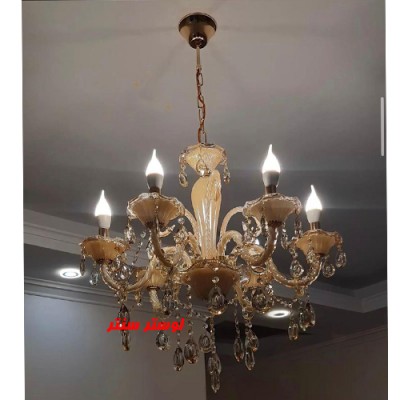 لوستر شاخه بلوری 1338 شش شعله
