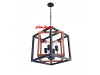 لوستر چوب و فلز رستا چهار شعله