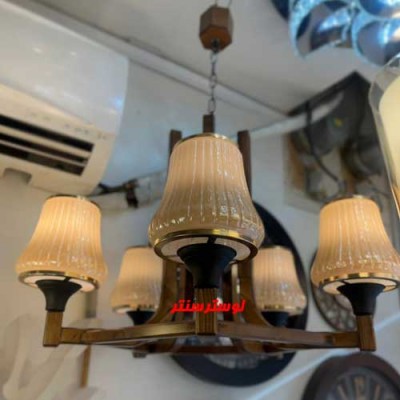 لوستر چوبی هلن پنج شعله