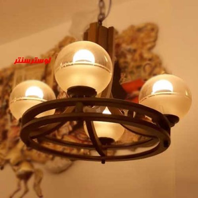 لوستر چوبی رولت چهار شاخه دارکار
