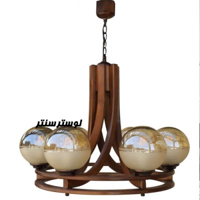 لوستر چوبی رولت شش شاخه دارکار