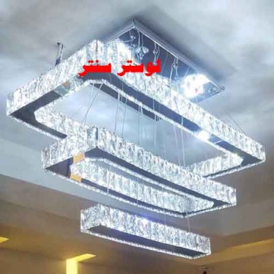 آویز کریستالی مدرن 7106 سه طبقه مستطیل