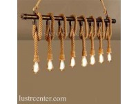 لوستر آویز خطی چوبی بامبو 0118 هشت شعله