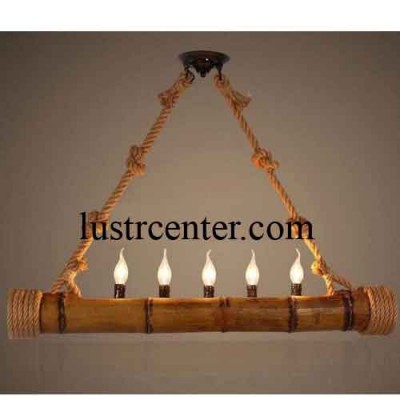 لوستر چوبی خطی بامبو مدل 7006