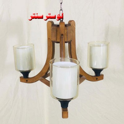 لوستر چوبی ستاره سه شعله