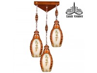 لوستر آویز چوبی رز 3 شعله
