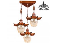 لوستر آویز چوبی ستاره 3 شعله
