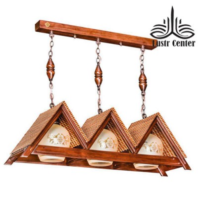 آویز چوبی خطی آلاچیق 3 شعله تک کار