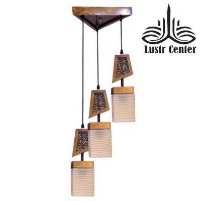 لوستر آویز چوبی آروشا سه شعله