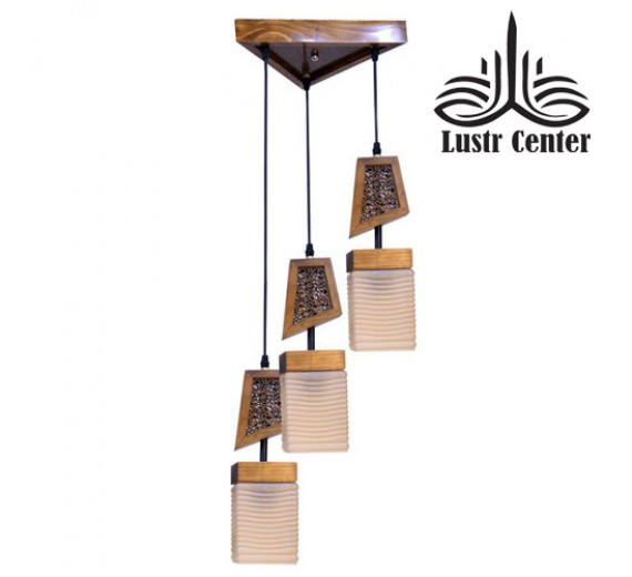لوستر آویز چوبی آروشا سه شعله