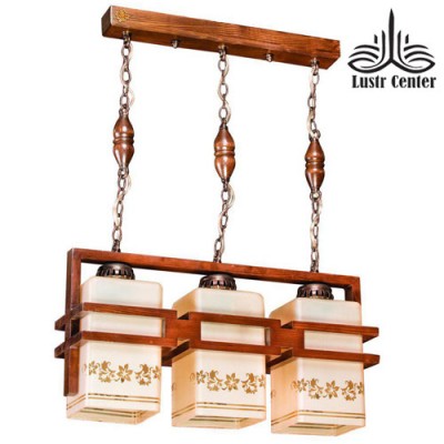 لوستر آویز چوبی بیتا سه شعله تک کار