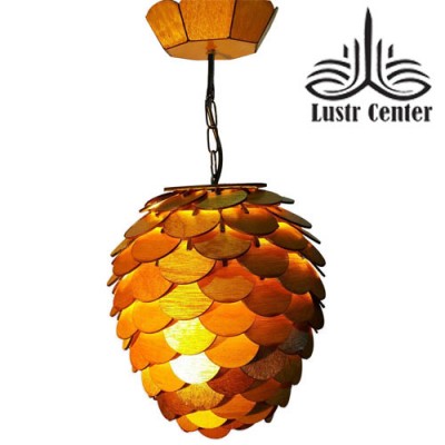 لوستر آویز چوبی کاج بزرگ
