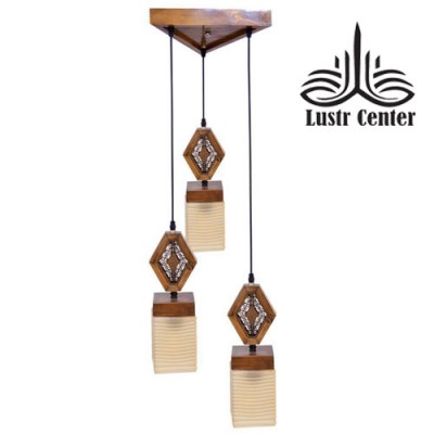لوستر آویز چوبی لیانا 3 شعله