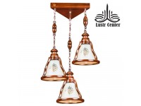 لوستر آویز چوبی شیپوری 3 شعله