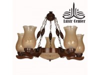 لوستر چوبی زنبق پنج شاخه
