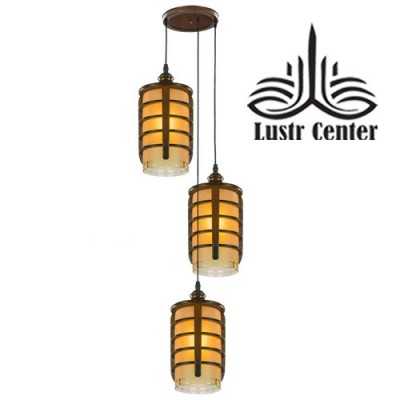 لوستر آویز چوبی چلسی سه شعله دارکار