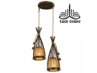 لوستر آویز چوبی الینا دو شعله دارکار