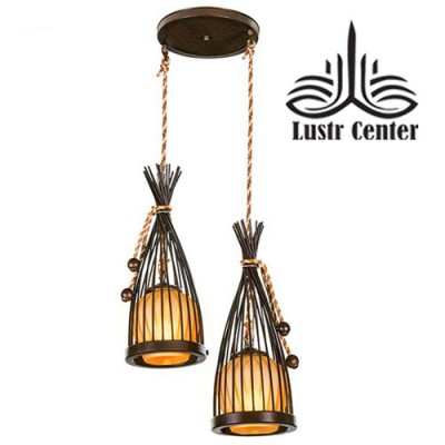 لوستر آویز چوبی الینا دو شعله دارکار