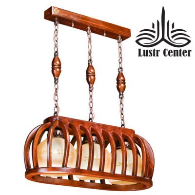 آویز چوبی هلالی بیضی 3 شعله
