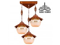 لوستر آویز چوبی کسری سه شعله