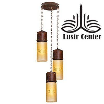 لوستر آویز چوبی منگو سه شعله دارکار