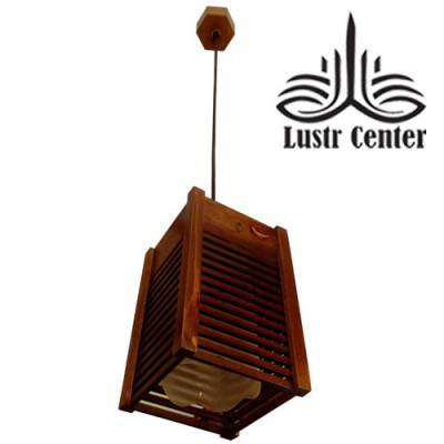 لوستر آویز چوبی استوانه تکی