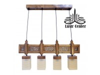 لوستر آویز چوبی آروشا 4 خطی