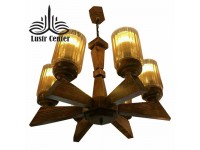 لوستر چوبی مژگان شش شاخه