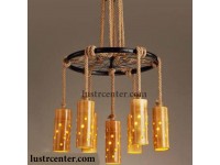 لوستر آویز چوبی بامبو مدل 2223