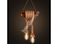 لوستر آویز چوبی بامبو 0114 دو شعله