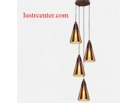 لوستر آویز چوبی کلاب چهار شعله