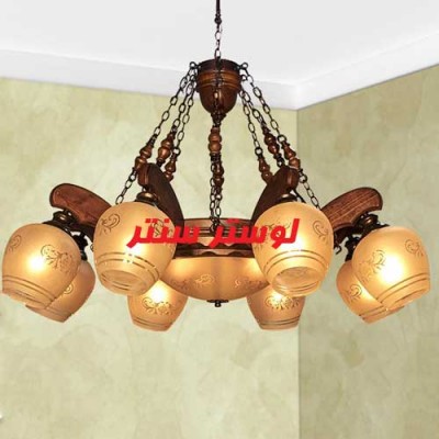 لوستر چوبی رومی مورب هشت شاخه