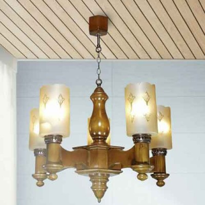 لوستر چوبی یاس پنج شاخه