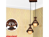 لوستر آویز چوبی لیلا دو شعله خطی