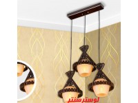 لوستر آویز چوبی لیلا سه شعله خطی