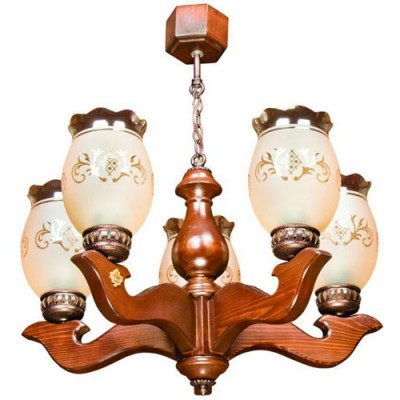 لوستر چوبی کلاسیک رو به بالا پنج شاخه