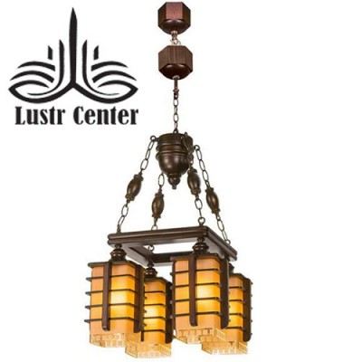 لوستر چوبی منچستر چهار شاخه