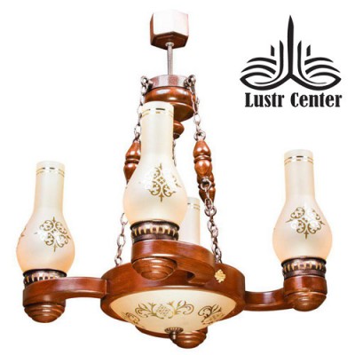لوستر چوبی نیلوفر 4 شاخه