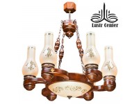 لوستر چوبی نیلوفر شش شاخه 