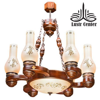 لوستر چوبی نیلوفر شش شاخه 