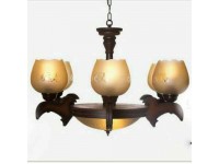 لوستر چوبی 716 شش شاخه عدسی خور