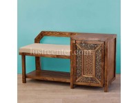 میز تلفن چوبی گل نقش طلایی