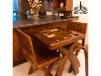 میز چوبی تخته نرد با صندلی