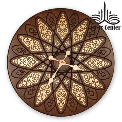 ساعت دیواری چوبی شمس طلایی